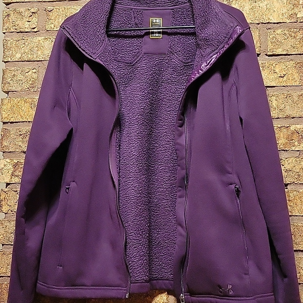 Under Armour UA Storm Water Resistant Purple Fleece Lined Zip Athletic Jacket XL - Picture 8 of 8
